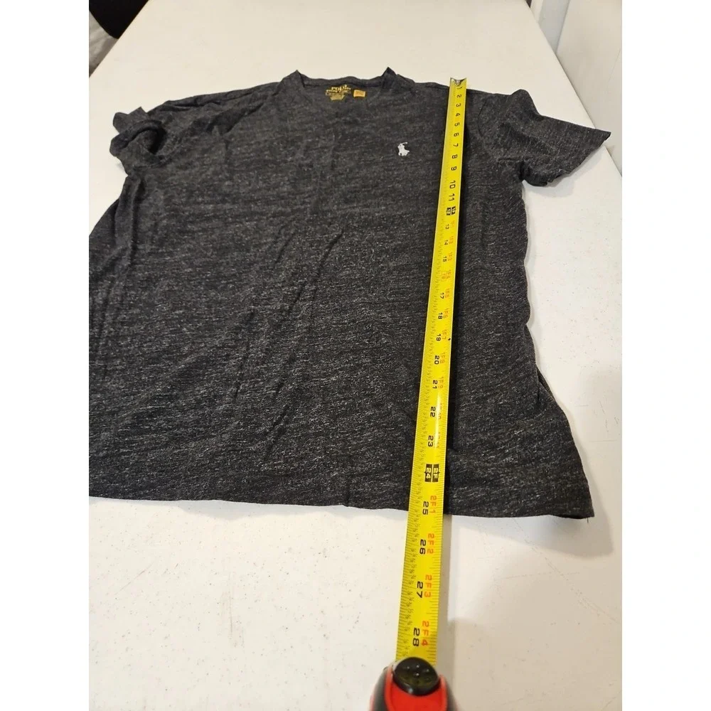 Polo Ralph Lauren V-neck Classic Fit T Shirt Size Small Charcoal White Logo(1359
